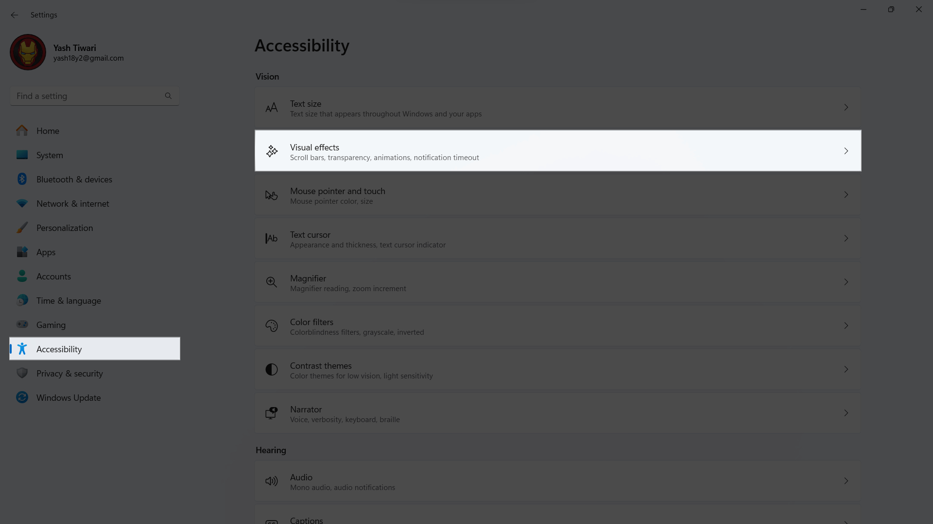 Accessibility, Visual Effects