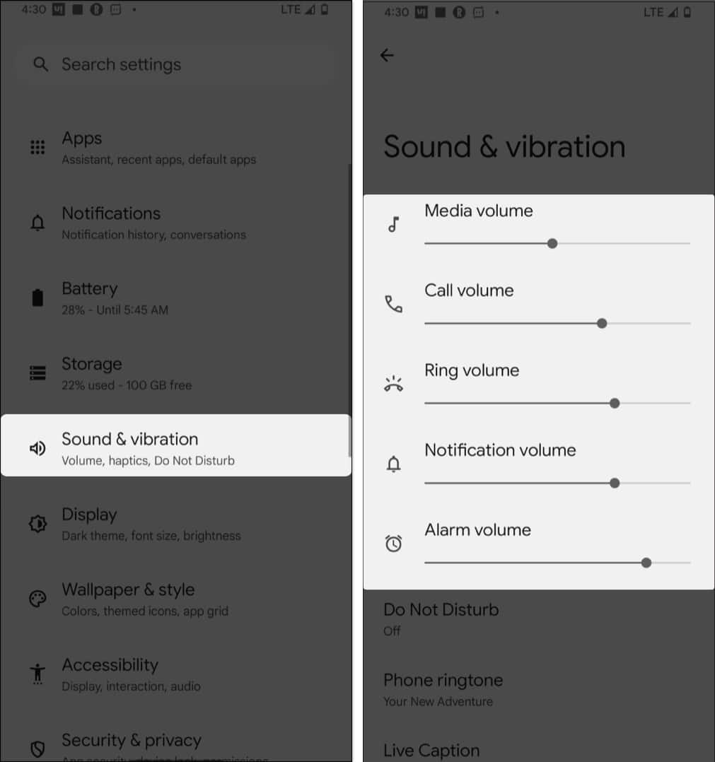 Change sound and vibration of Android