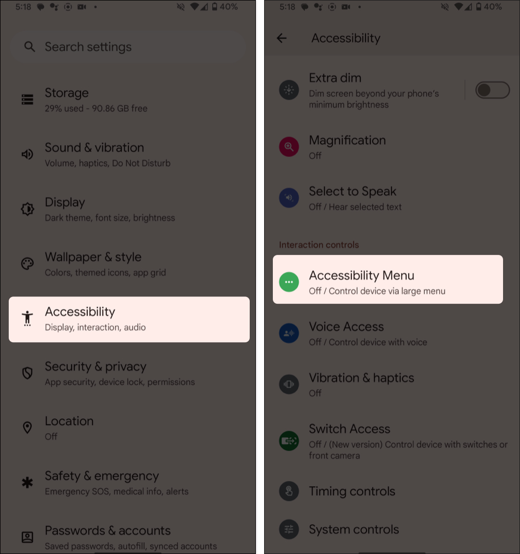 Go to settings, tap accessibility, choose accessibility menu
