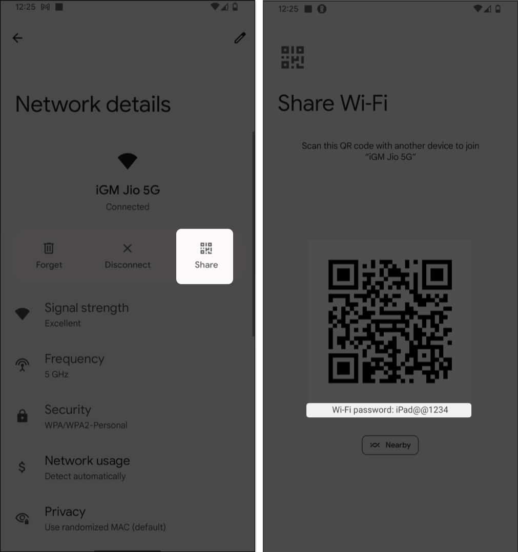 Share the Wi-Fi network, Wi-Fi password