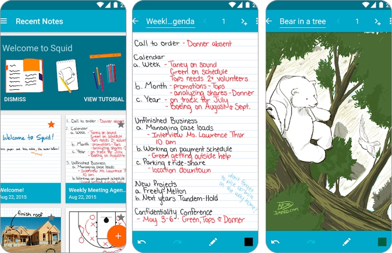 Squid best note-taking app for Android
