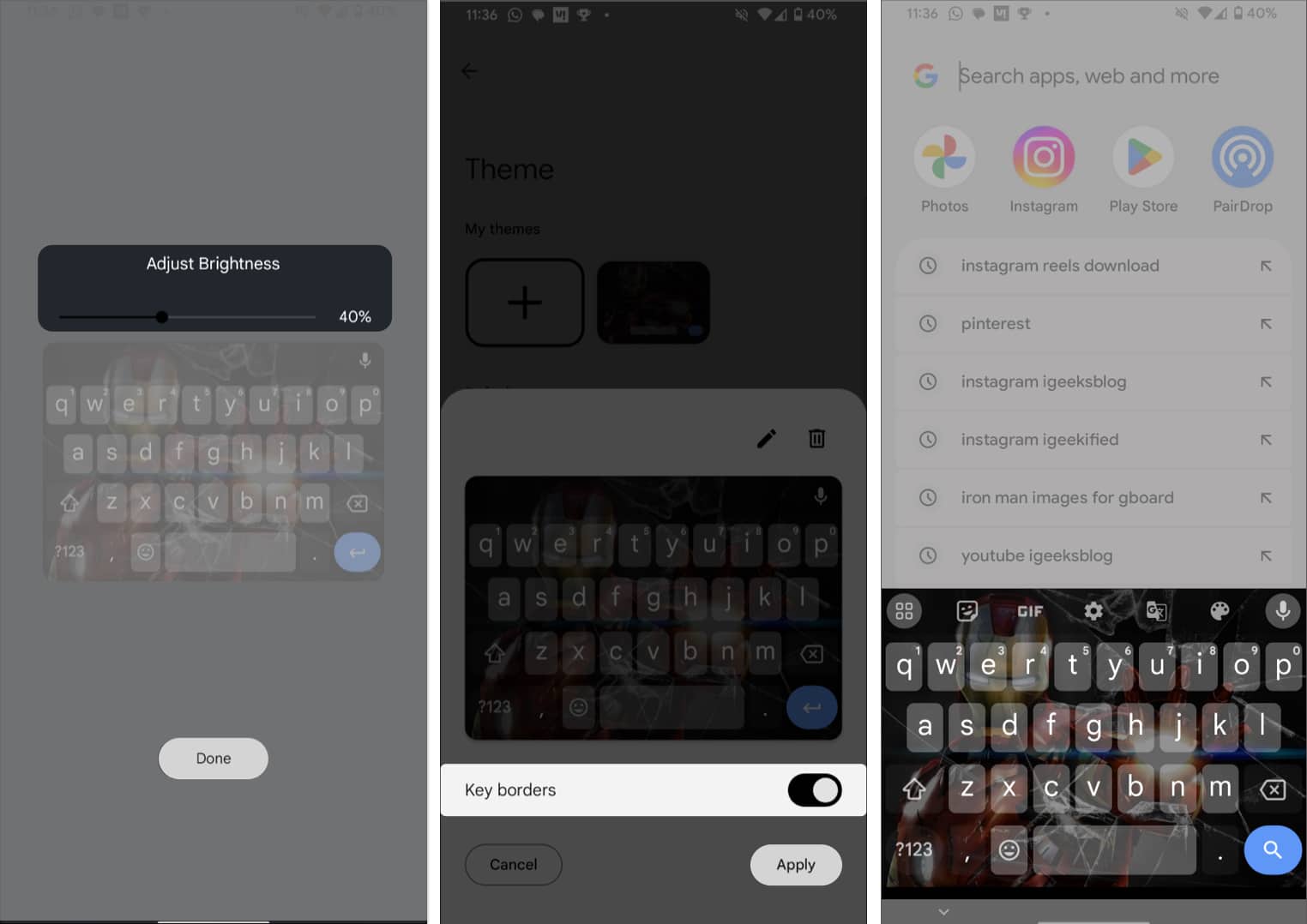 Adjust the brightness of theme in Gboard