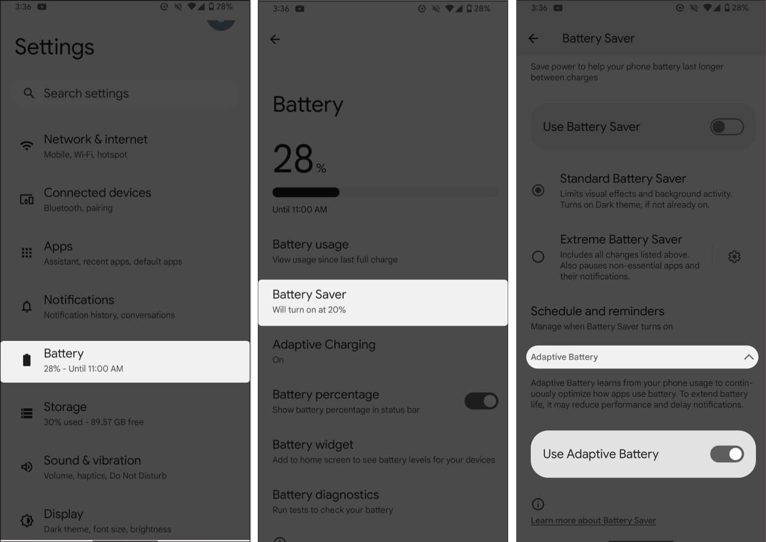 Schedule and reminders in Battery Saver