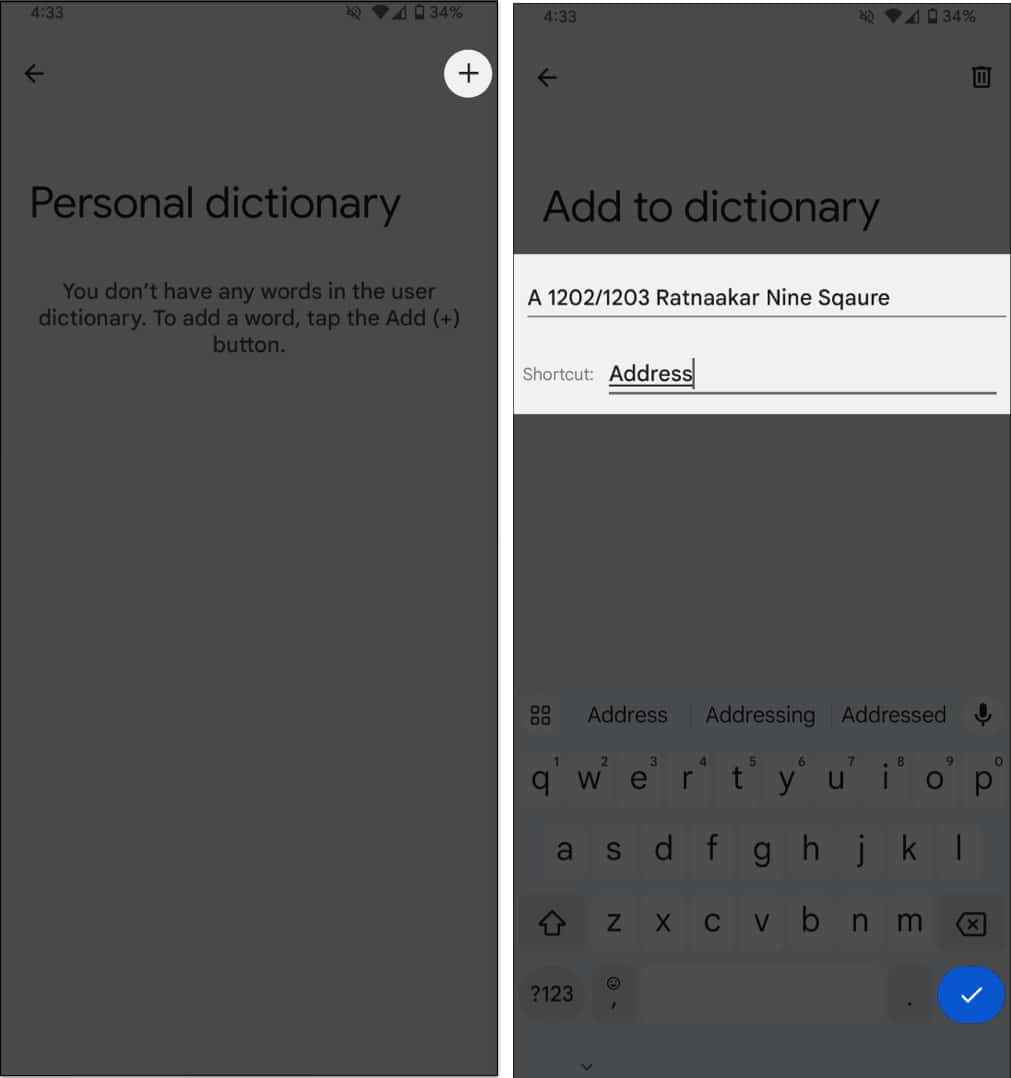 Create personal dictionary