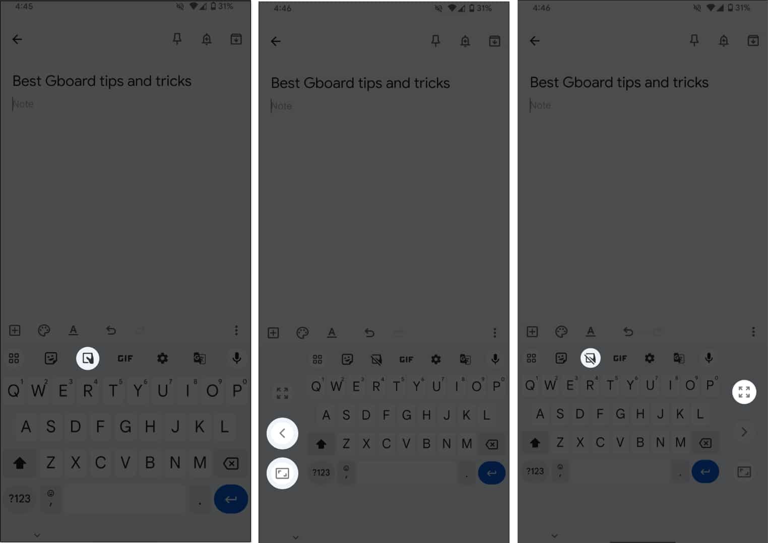 Enable one-handed mode in Gboard