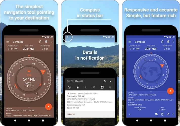 Fulmine best free Compass app for Android