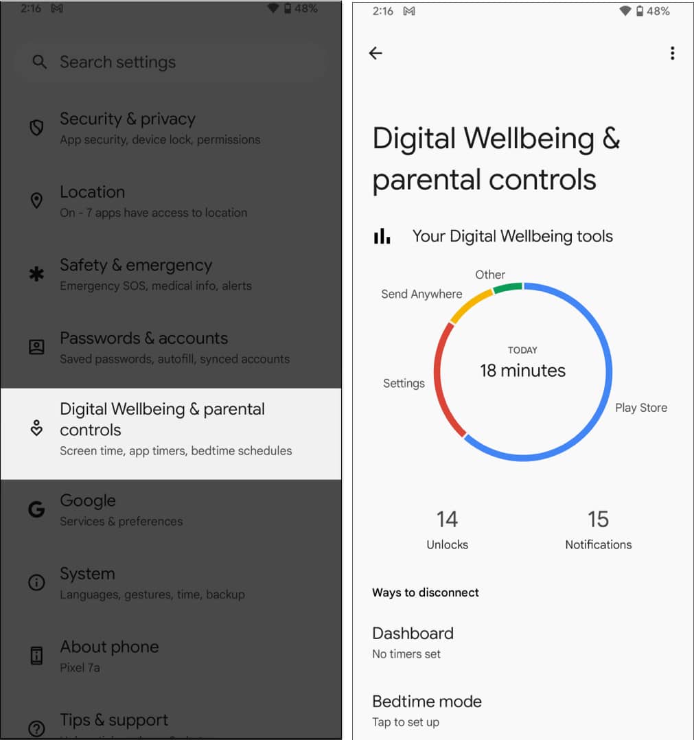 Select Digital wellbeing and parental controls
