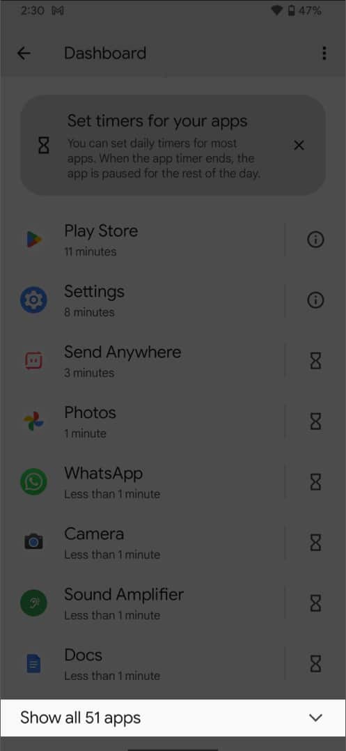Show all apps option in Dashboard