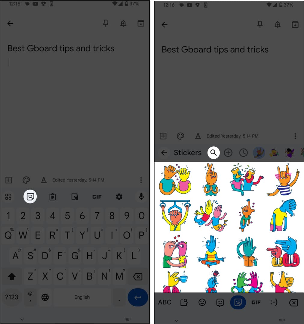 Use stickers in Gboard