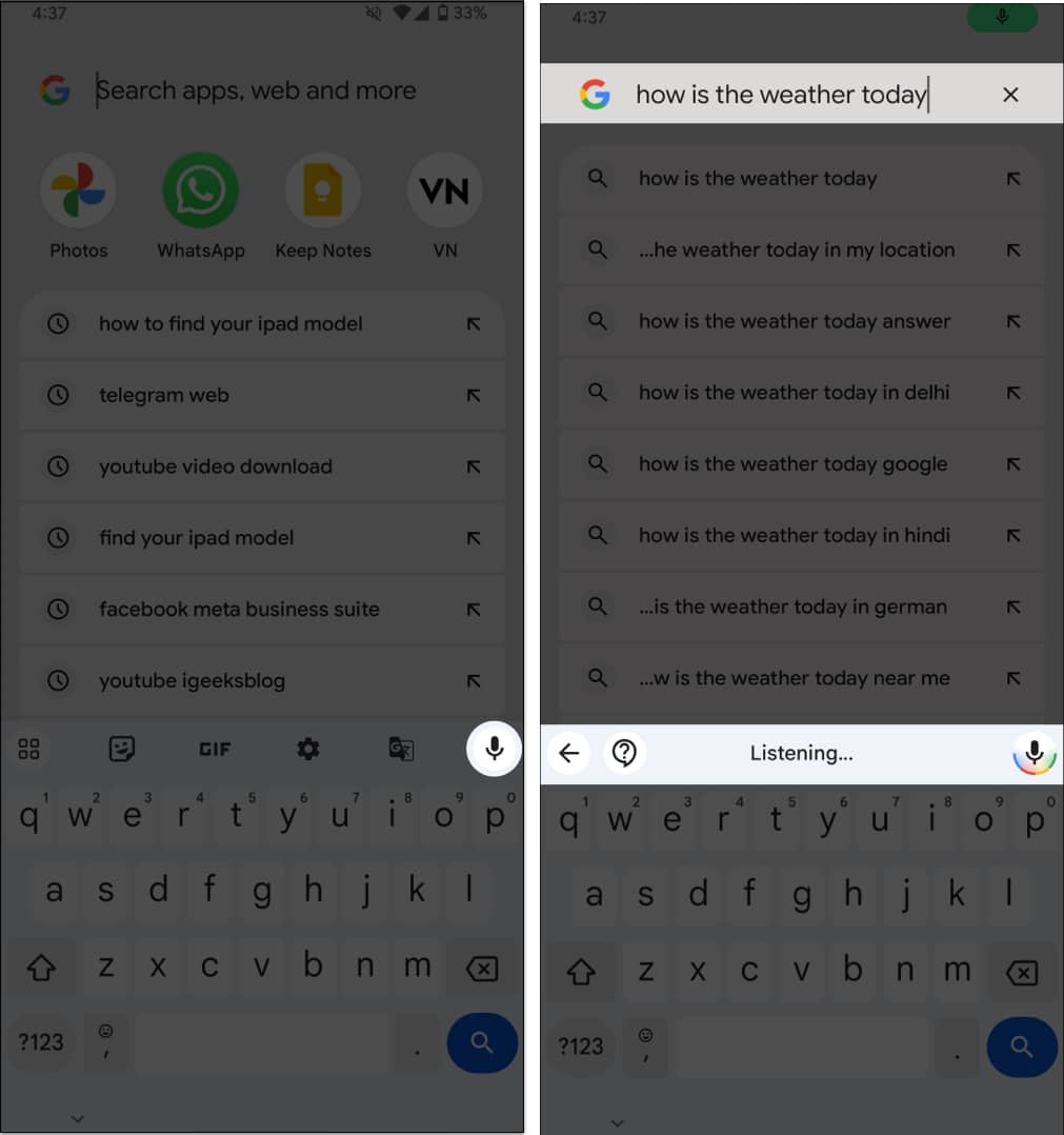 Voice search in Gboard