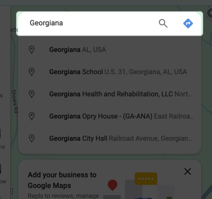 Search for approximate location in the Search bar