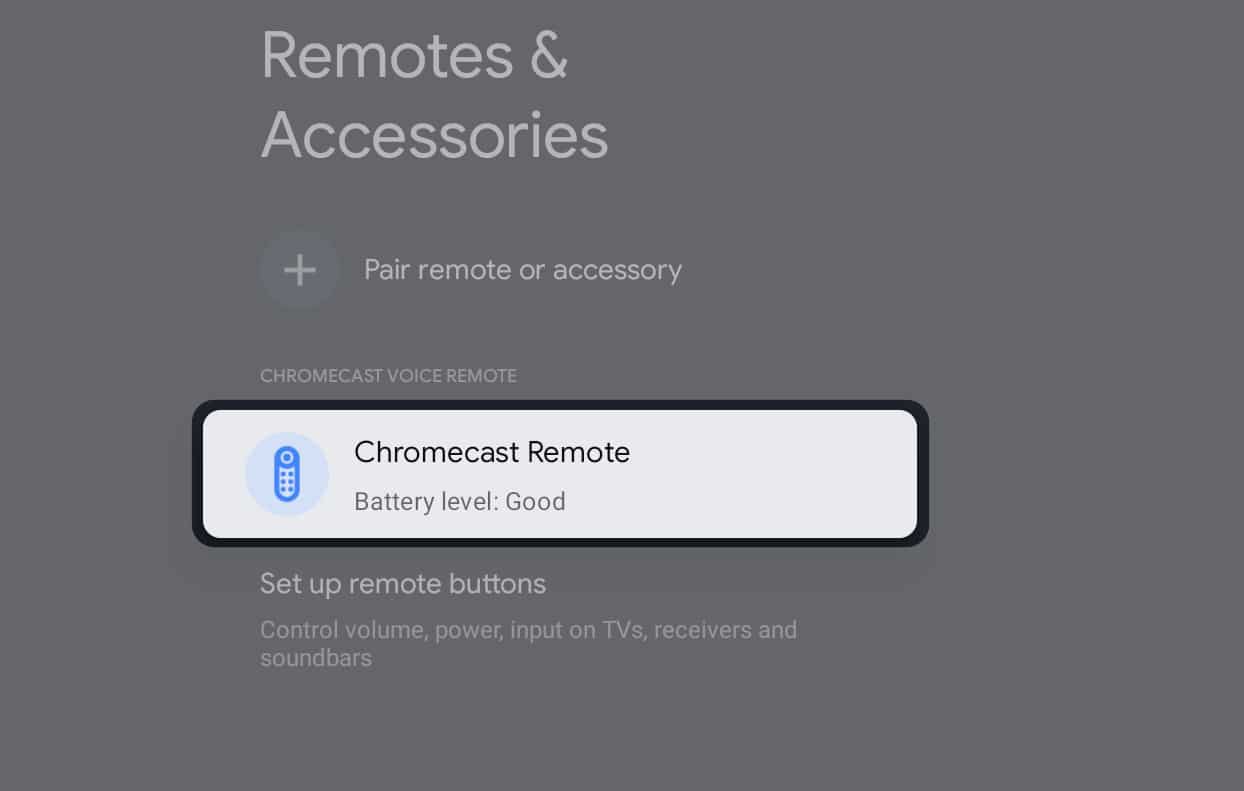 Select the Chromecast remote