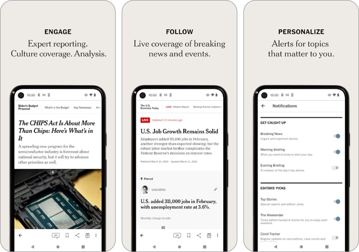 The New York Times Android news app